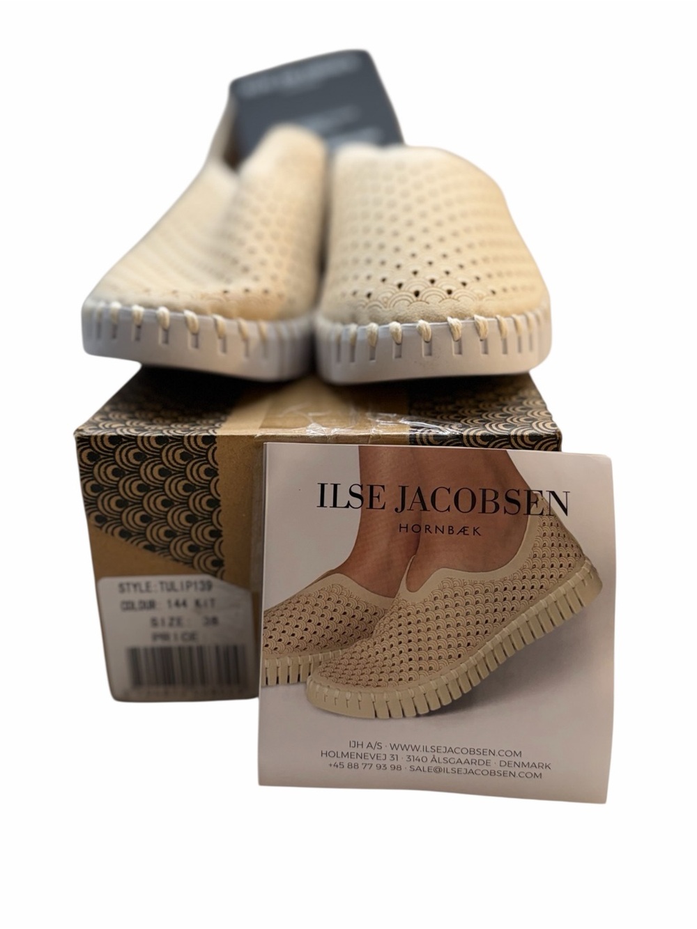Ilse Jacobsen Tulip 139 Kit Beige Perforated Slip On Shoes Size 38 NWT - Picture 2 of 8